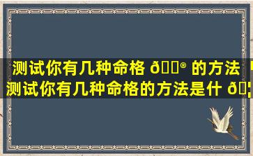 测试你有几种命格 💮 的方法「测试你有几种命格的方法是什 🦄 么」